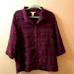 French Laundry Deep Purple Striped Semi-sheer Blouse. Size XL.